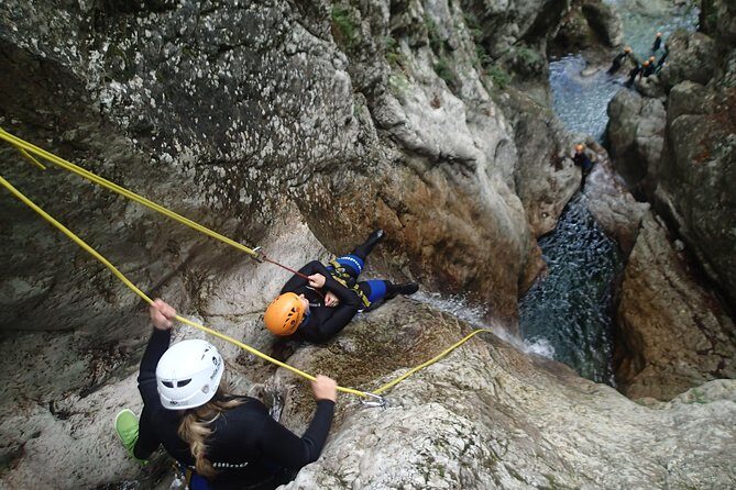 Canyoning Susec with leading local company - since 1989 - Inside the canyon: jumps, slides, and rope for the bigger drops