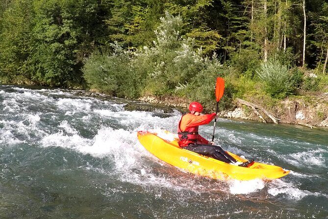 Kayaking in Bled - The mid-ride cliff jump and the calmer finish through a gorge